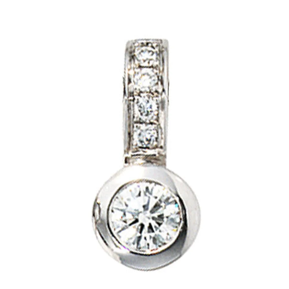 Anhänger 585 Gold Weißgold 6 Diamanten Brillanten 0 20ct. Weißgoldanhänger