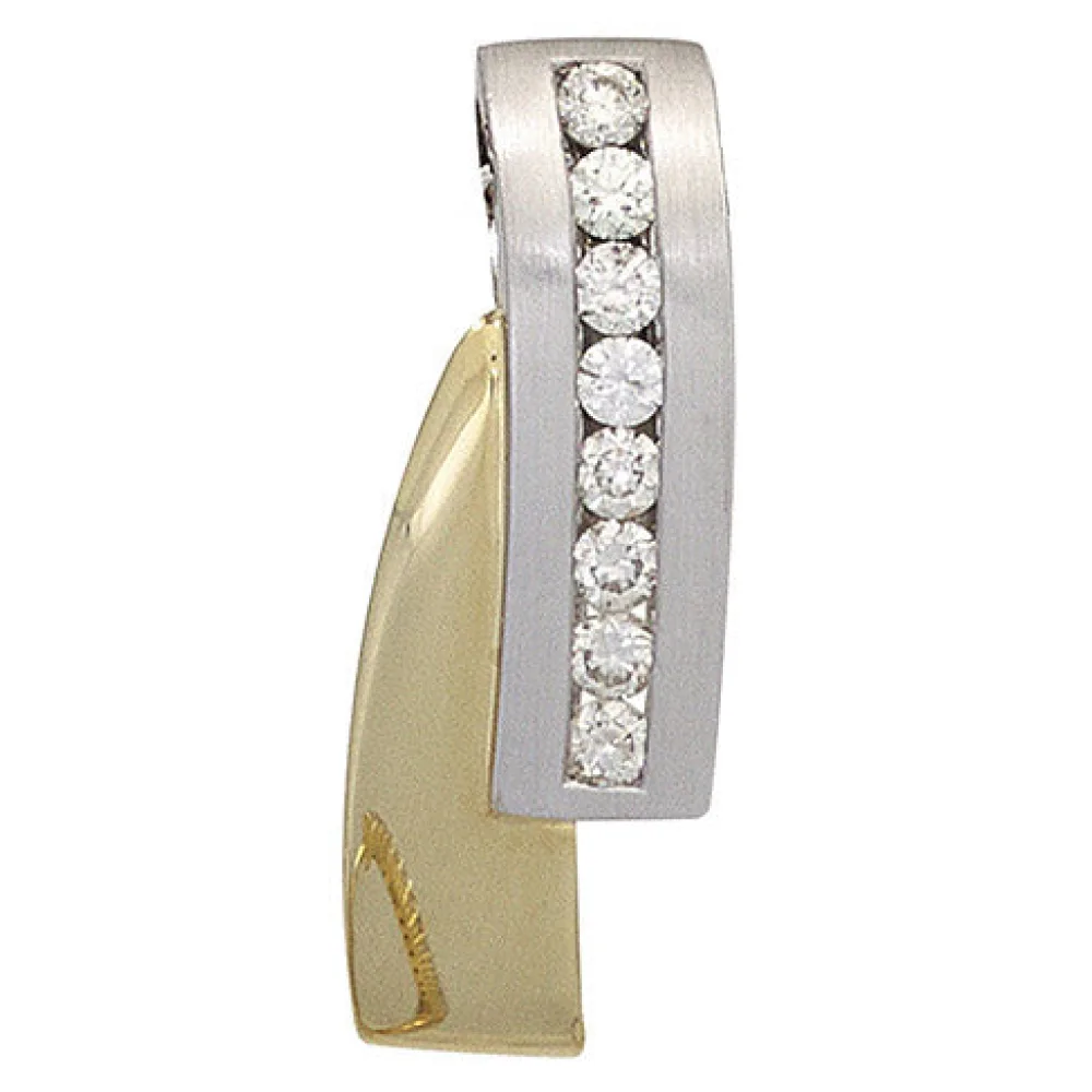 Anhänger 585 Gold Weißgold Gelbgold bicolor 8 Diamanten Brillanten Goldanhänger