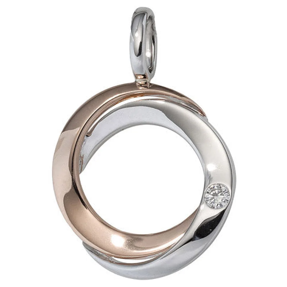 Anhänger 585 Gold Weißgold Rotgold bicolor 1 Diamant Brillant Diamantanhänger
