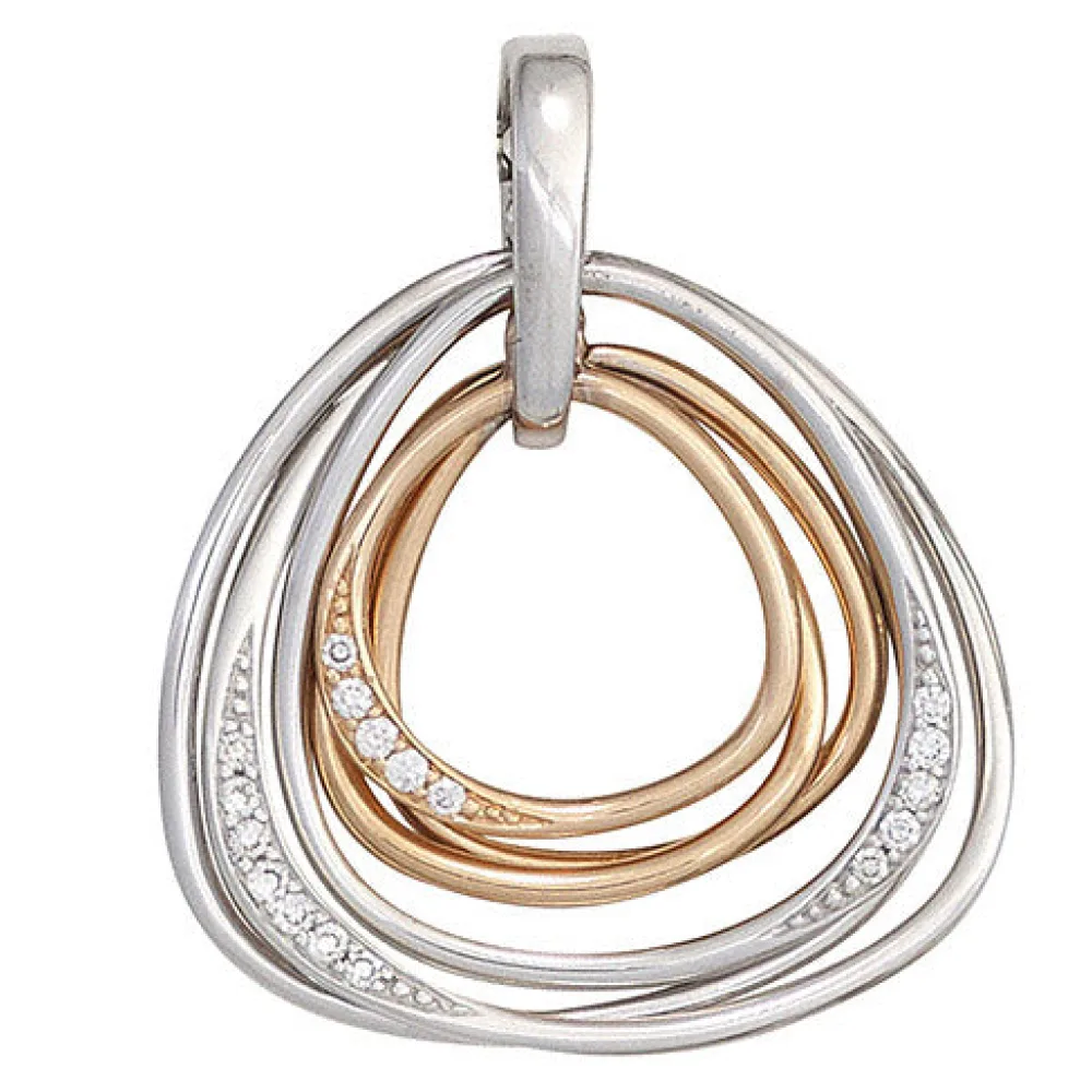 Anhänger 585 Gold Weißgold Rotgold bicolor 17 Diamanten Brillanten