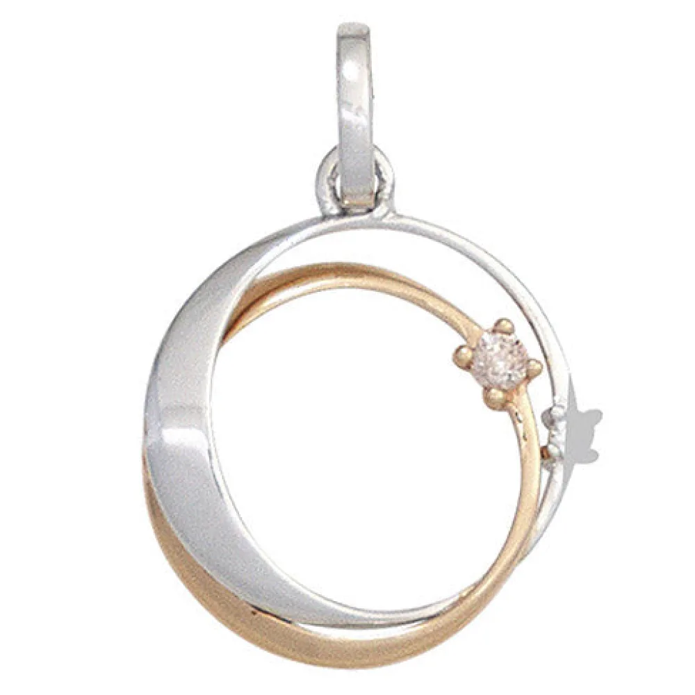 Anhänger 585 Gold Weißgold Rotgold bicolor 2 Diamanten Brillanten Goldanhänger