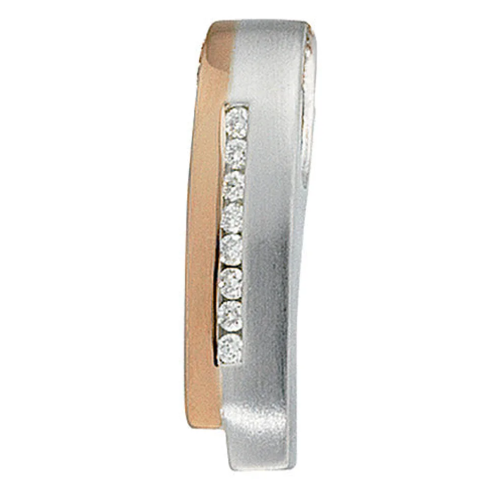 Anhänger 585 Gold Weißgold Rotgold bicolor teilmatt 8 Diamanten Brillanten