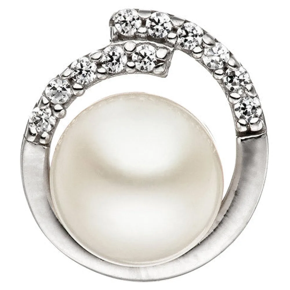 Anhänger 925 Sterling Silber mit 1 Süßwasser Perle und Zirkonia Perlenanhänger
