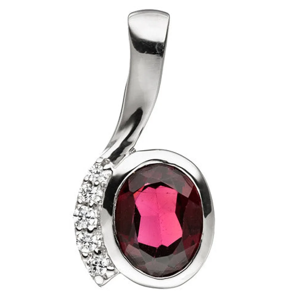 Anhänger 925 Sterling Silber mit Zirkonia 1 Granat rot Silberanhänger
