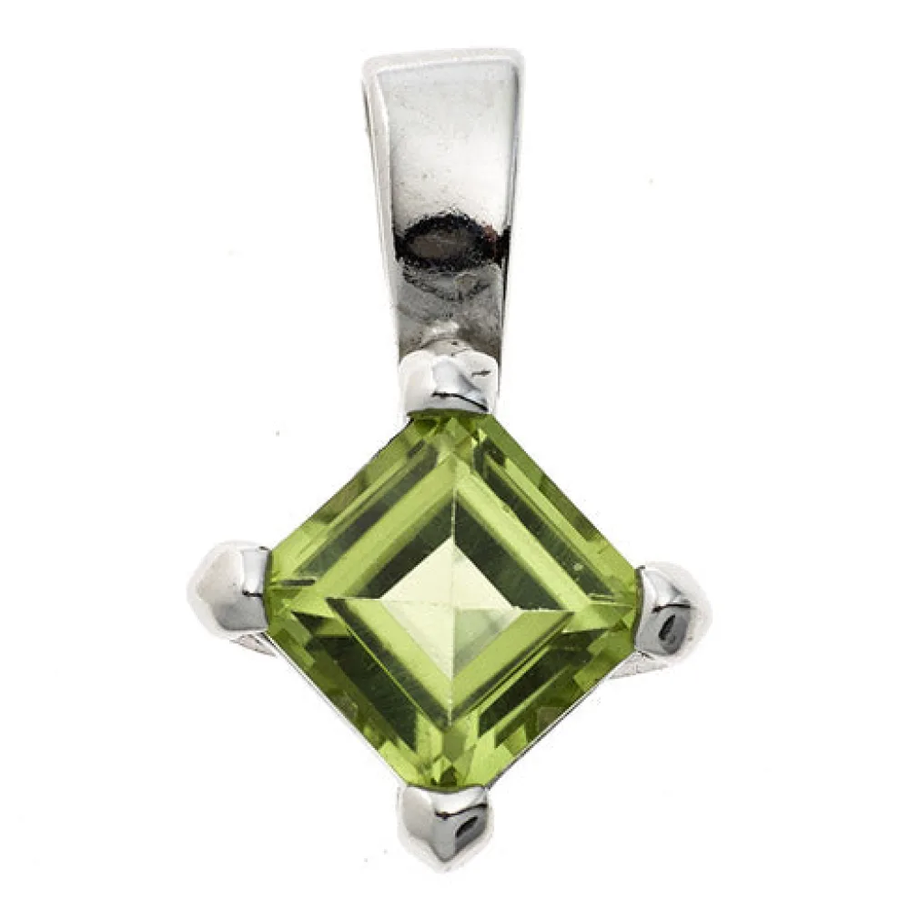 Anhänger 925 Sterling Silber rhodiniert 1 Peridot grün