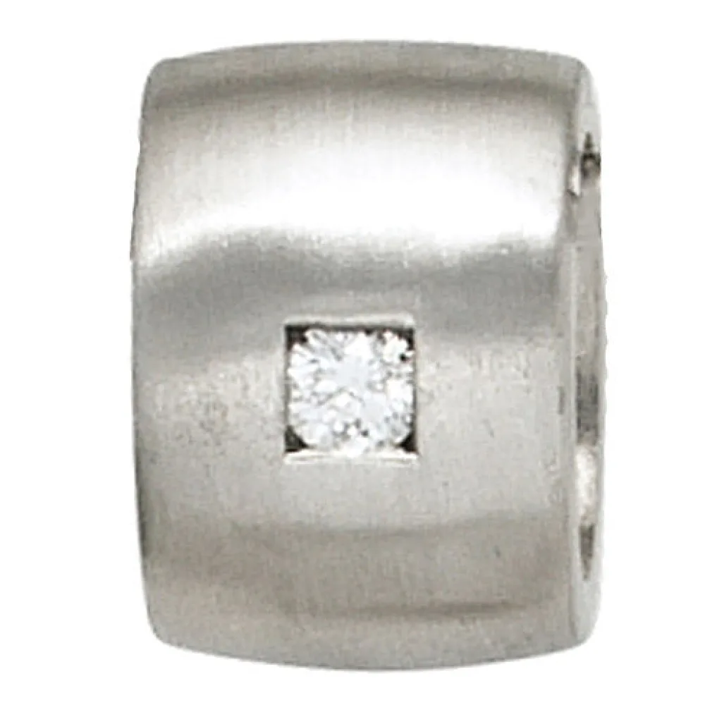 Anhänger 925 Sterling Silber rhodiniert mattiert 1 Diamant Brillant 0 05ct.