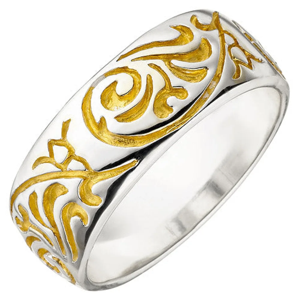 Damen Ring 925 Sterling Silber bicolor vergoldet Silberring-52