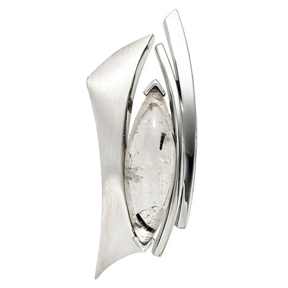 Anhänger 925 Sterling Silber rhodiniert mattiert 1 Turmalinquarz