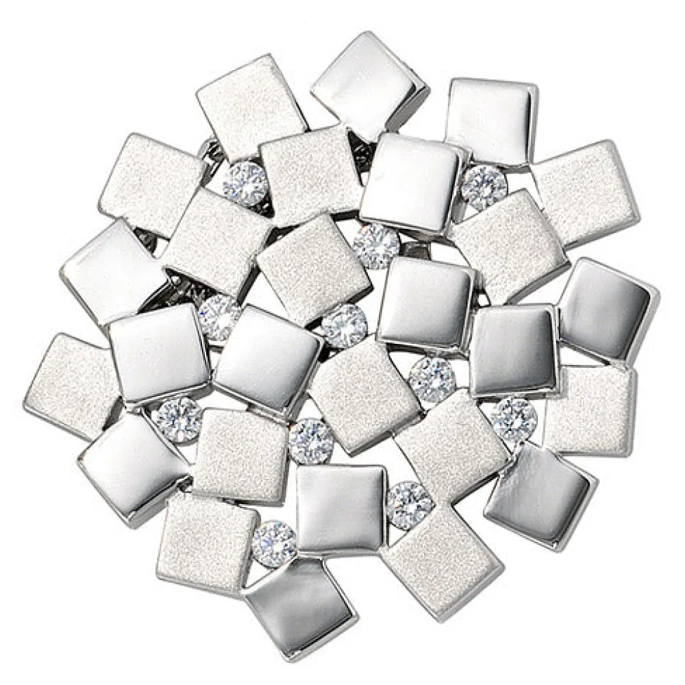 Anhänger 925 Sterling Silber rhodiniert mattiert 11 Zirkonia