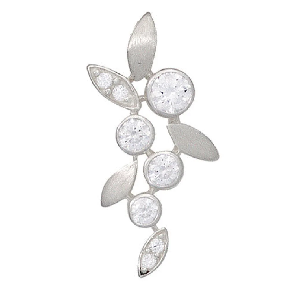 Anhänger 925 Sterling Silber rhodiniert mattiert mit Zirkonia