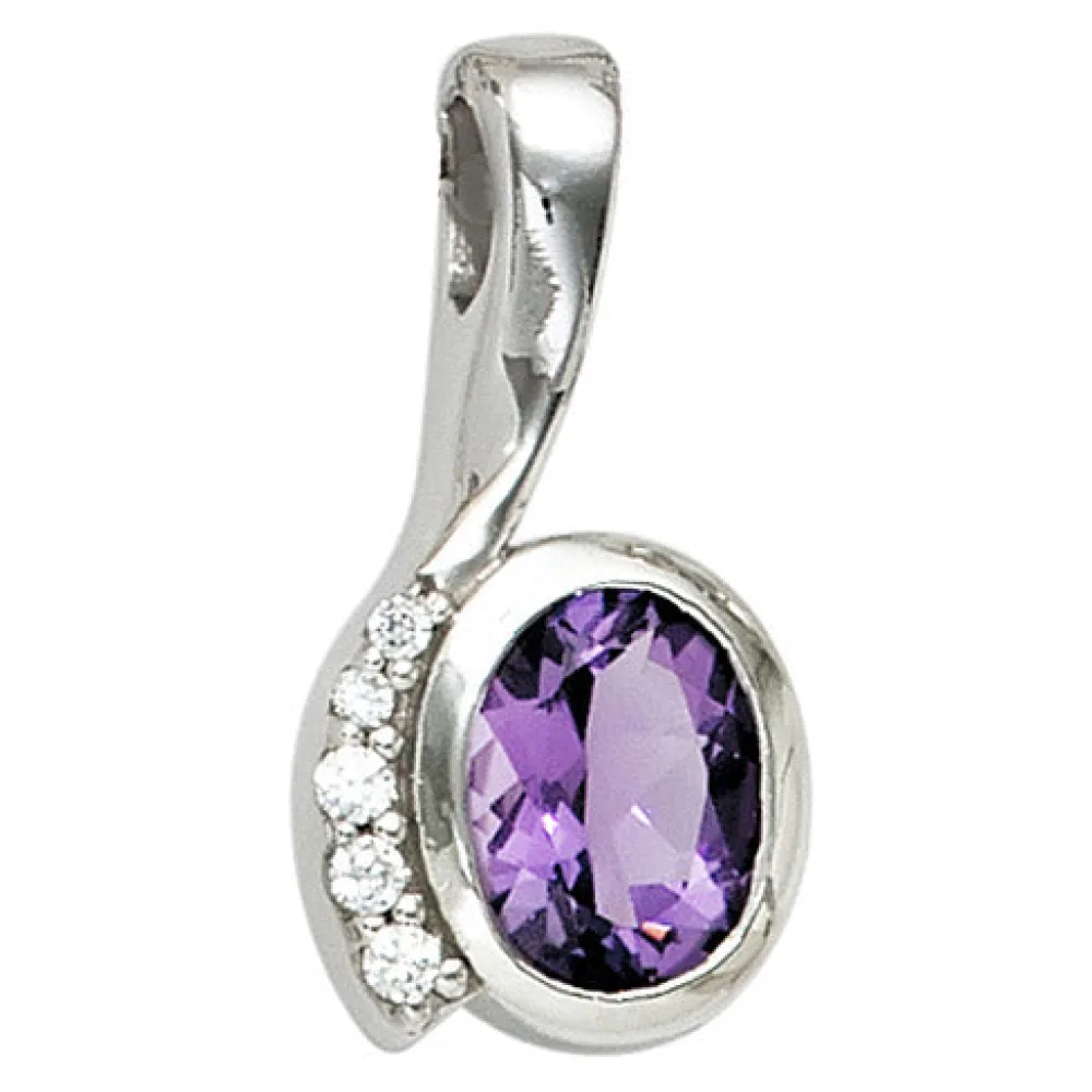 Anhänger 925 Sterling Silber rhodiniert mit Zirkonia lila violett