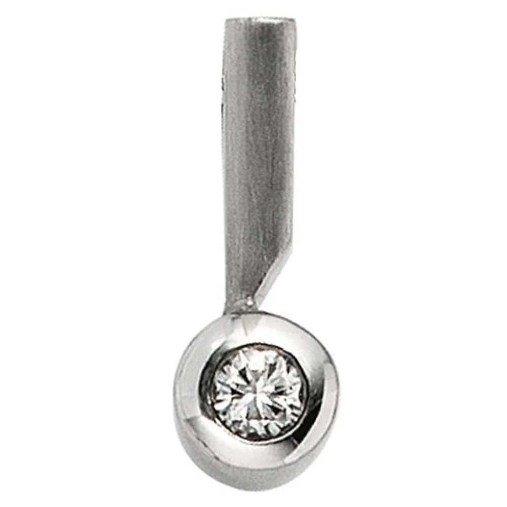 Anhänger 950 Platin teil matt 1 Diamant Brillant 0 16ct. Platinanhänger
