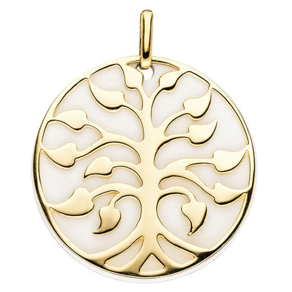 Anhänger Baum 925 Sterling Silber gold vergoldet 1 Achat-Imitation