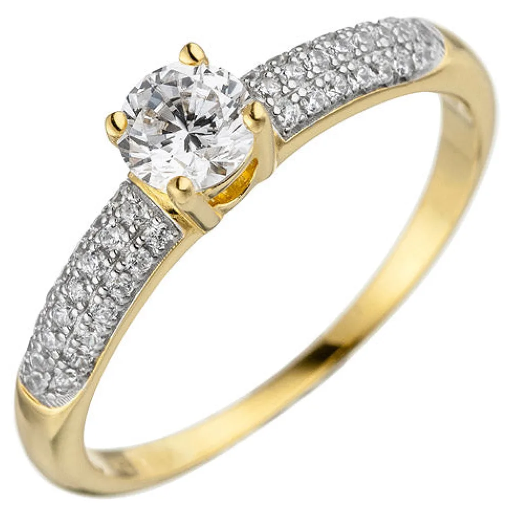 Damen Ring 925 Sterling Silber gold vergoldet mit Zirkonia-54