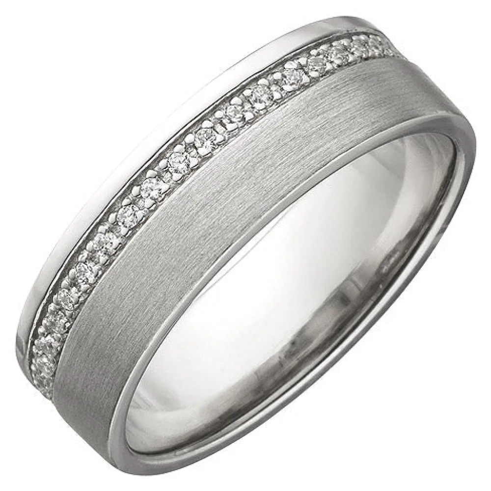 Damen Ring 925 Sterling Silber matt mit Zirkonia rundum Silberring-50