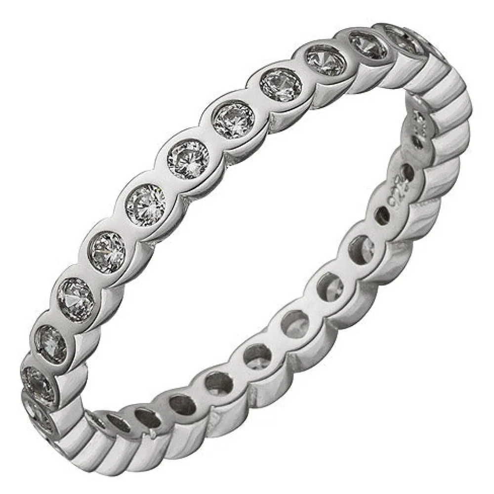 Damen Ring 925 Sterling Silber mit Zirkonia rundum Silberring-50