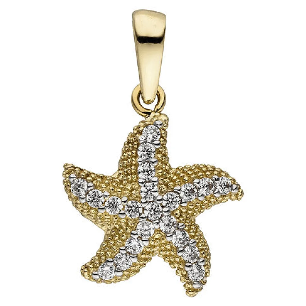 Anhänger Seestern 333 Gold Gelbgold 21 Zirkonia Goldanhänger