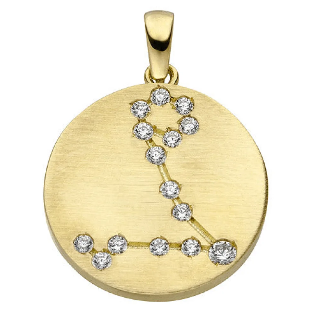 Anhänger Sternzeichen Fische 333 Gold Gelbgold matt 15 Zirkonia