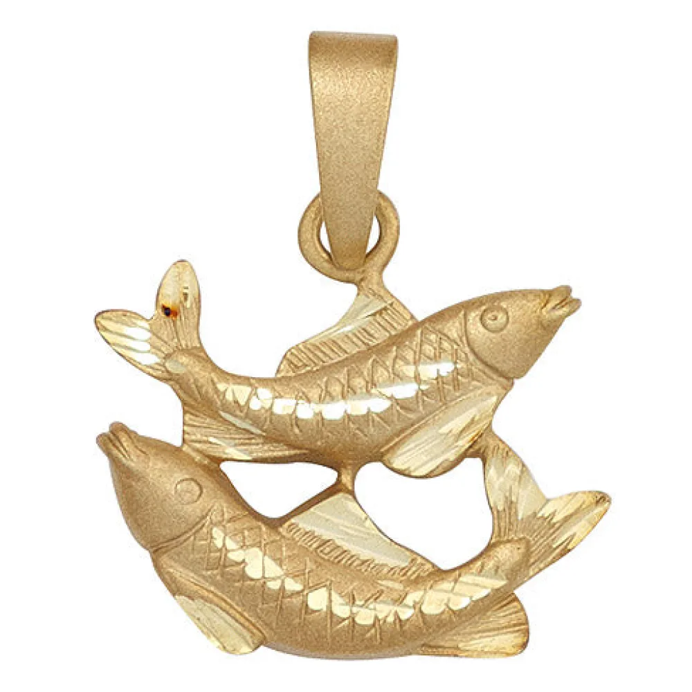 Anhänger Sternzeichen Fische 925 Sterling Silber gold vergoldet matt