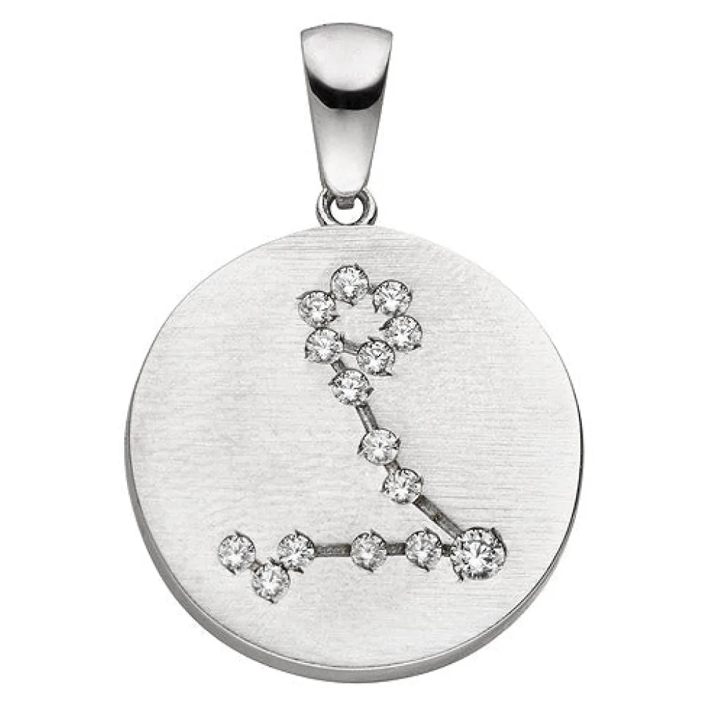 Anhänger Sternzeichen Fische 925 Sterling Silber matt 15 Zirkonia