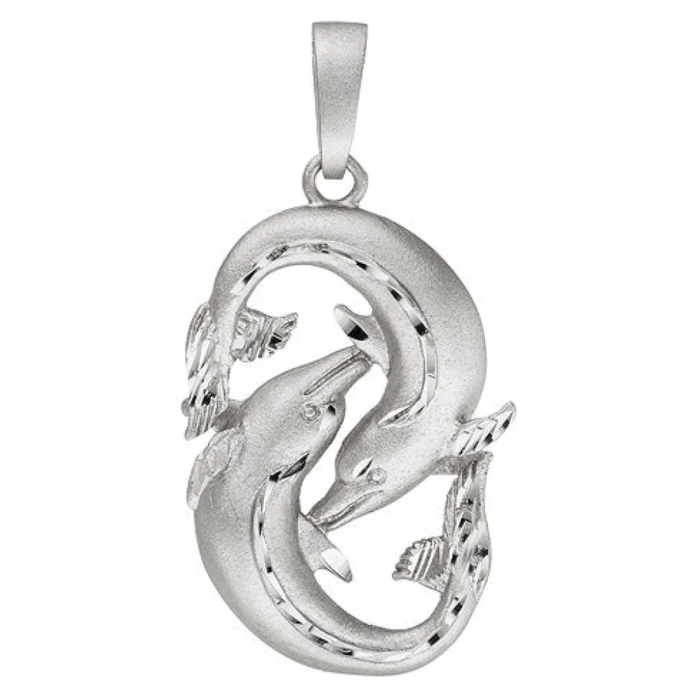 Anhänger Sternzeichen Fische 925 Sterling Silber teil matt Sternzeichenanhänger