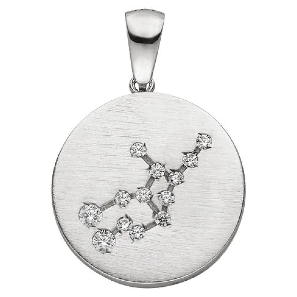 Anhänger Sternzeichen Jungfrau 925 Sterling Silber matt 13 Zirkonia Silberan