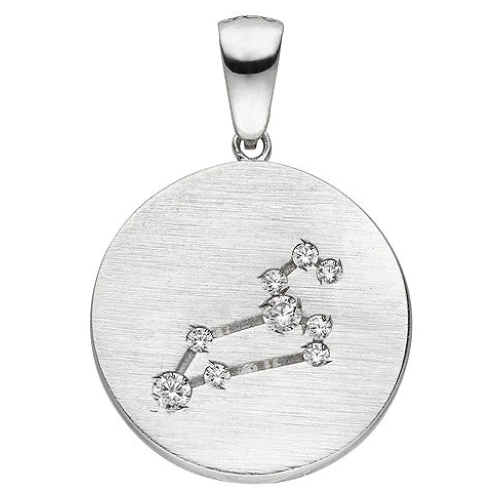Anhänger Sternzeichen Löwe 925 Sterling Silber matt 9 Zirkonia Silberanhänge
