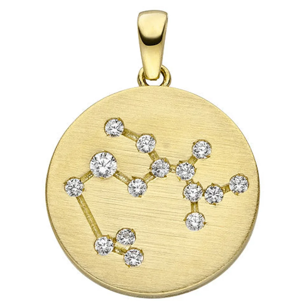 Anhänger Sternzeichen Schütze 333 Gold Gelbgold matt 15 Zirkonia Goldanhänge