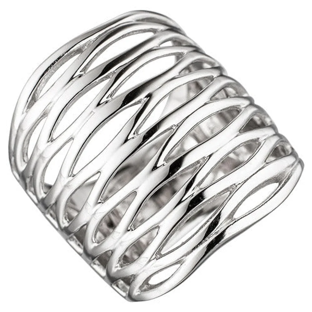Damen Ring breit 925 Sterling Silber rhodiniert Silberring-54