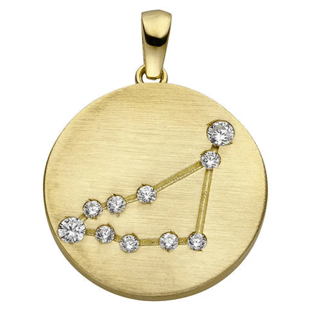 Anhänger Sternzeichen Steinbock 333 Gold Gelbgold matt 10 Zirkonia Goldanhän