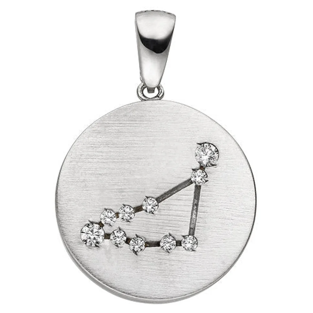 Anhänger Sternzeichen Steinbock 925 Sterling Silber matt 10 Zirkonia Silbera