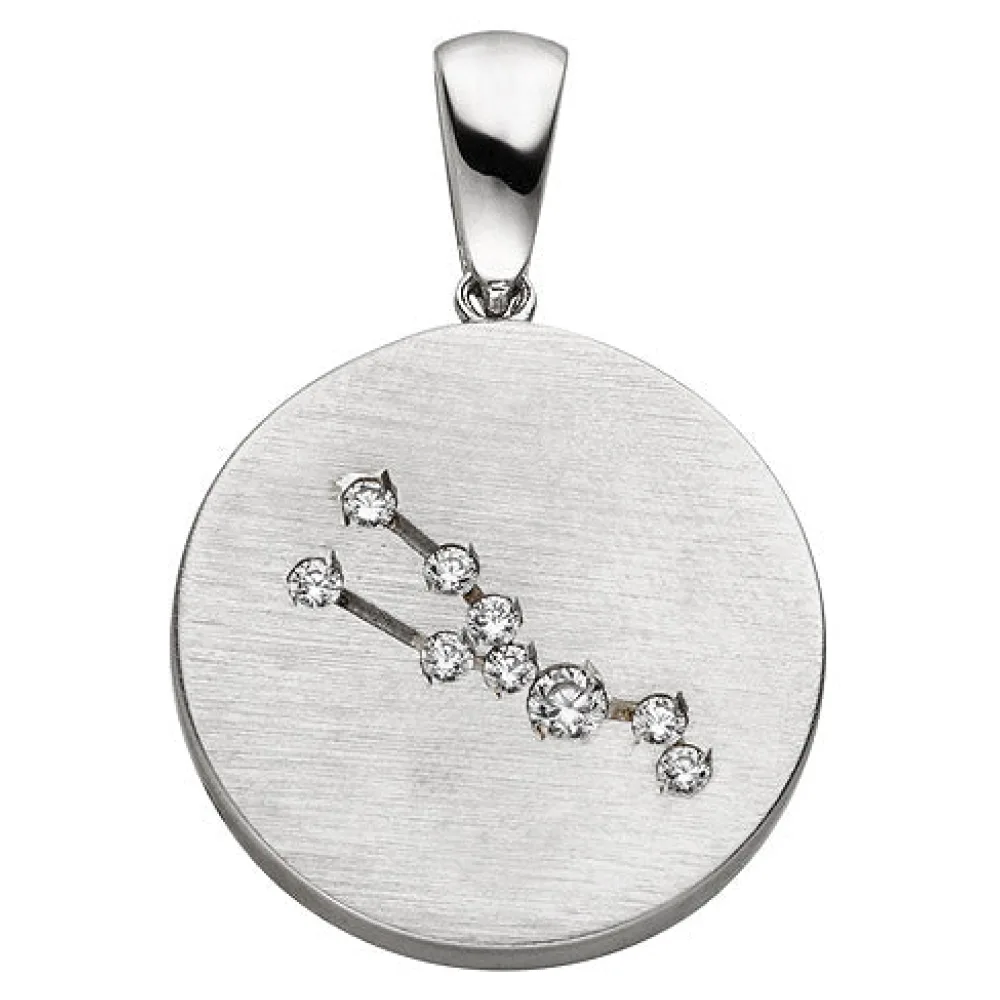 Anhänger Sternzeichen Stier 925 Sterling Silber matt 9 Zirkonia Silberanhäng