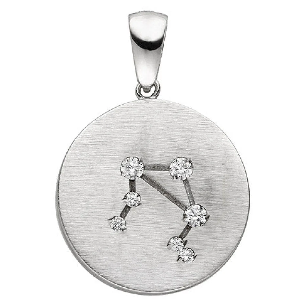 Anhänger Sternzeichen Waage 925 Sterling Silber matt 7 Zirkonia Silberanhäng