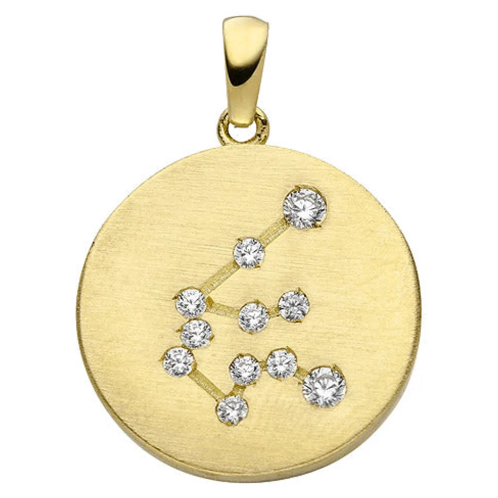 Anhänger Sternzeichen Wassermann 333 Gold Gelbgold matt 11 Zirkonia Goldanhä