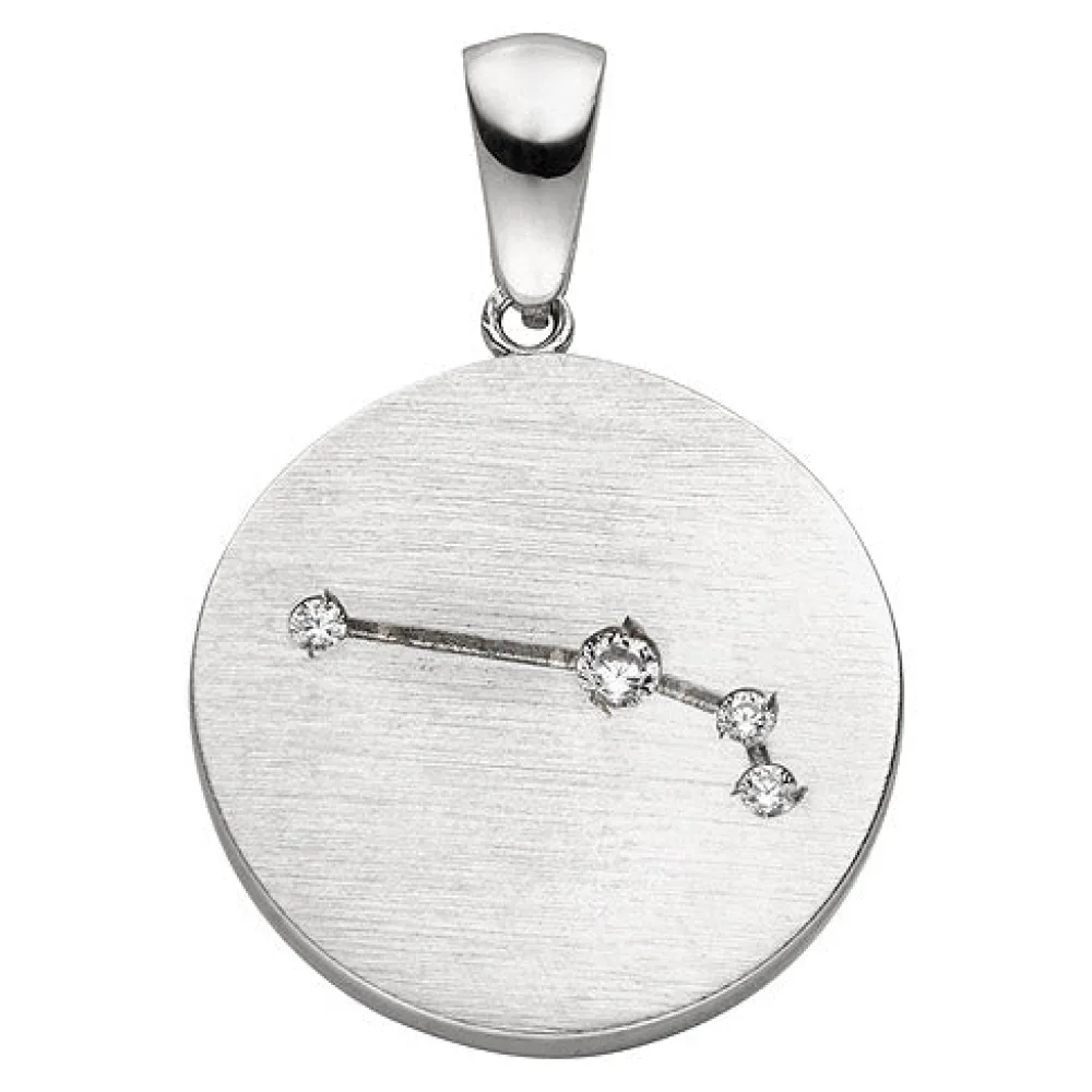 Anhänger Sternzeichen Widder 925 Sterling Silber matt 4 Zirkonia Silberanhän