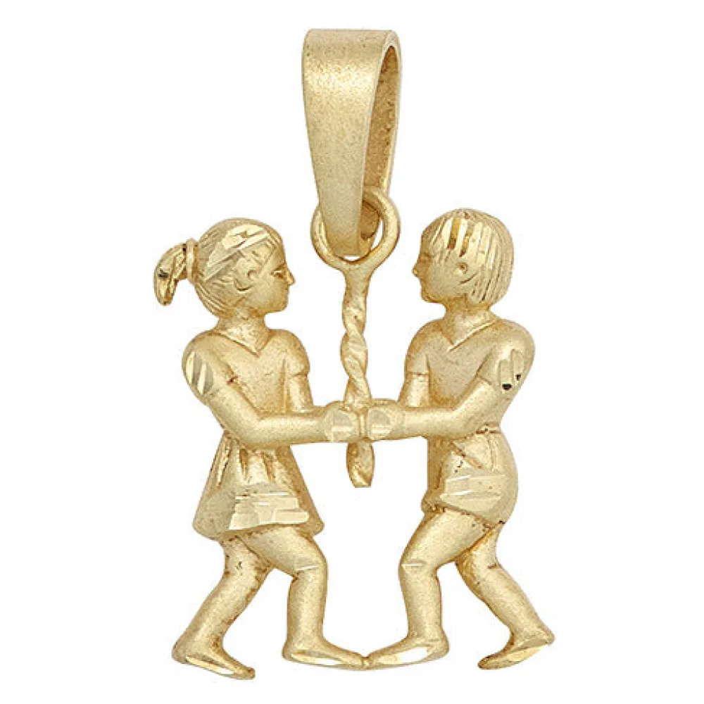 Anhänger Sternzeichen Zwilling 925 Sterling Silber gold vergoldet matt