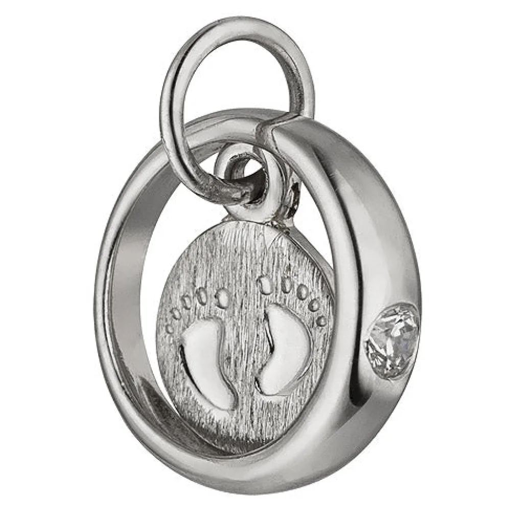 Anhänger Taufring Füße Babyfüße 925 Sterling Silber 1 Zirkonia