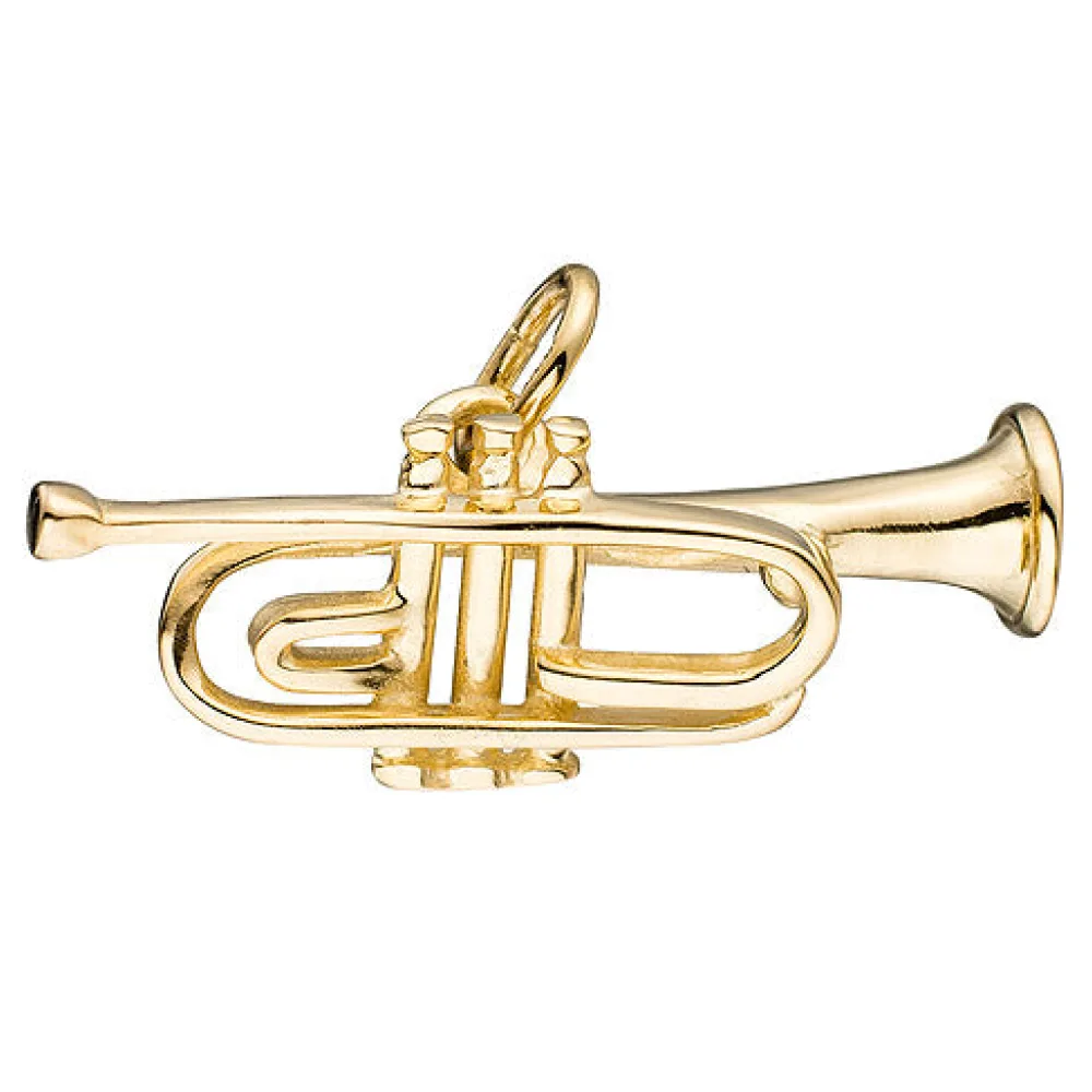 Anhänger Trompete 925 Sterling Silber gold vergoldet