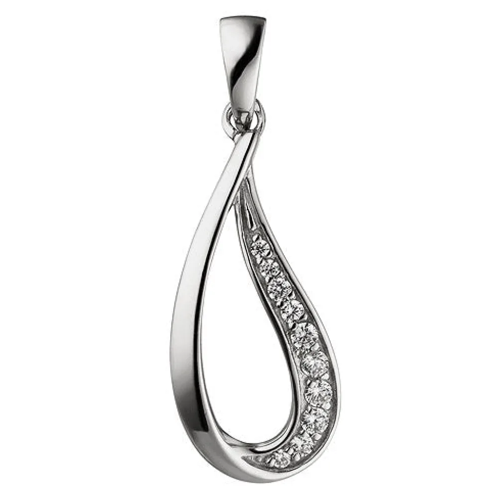 Anhänger Tropfen 925 Sterling Silber 10 Zirkonia