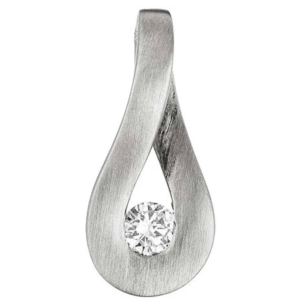 Anhänger Tropfen 950 Platin matt 1 Diamant Brillant 0 09ct. Platinanhänger