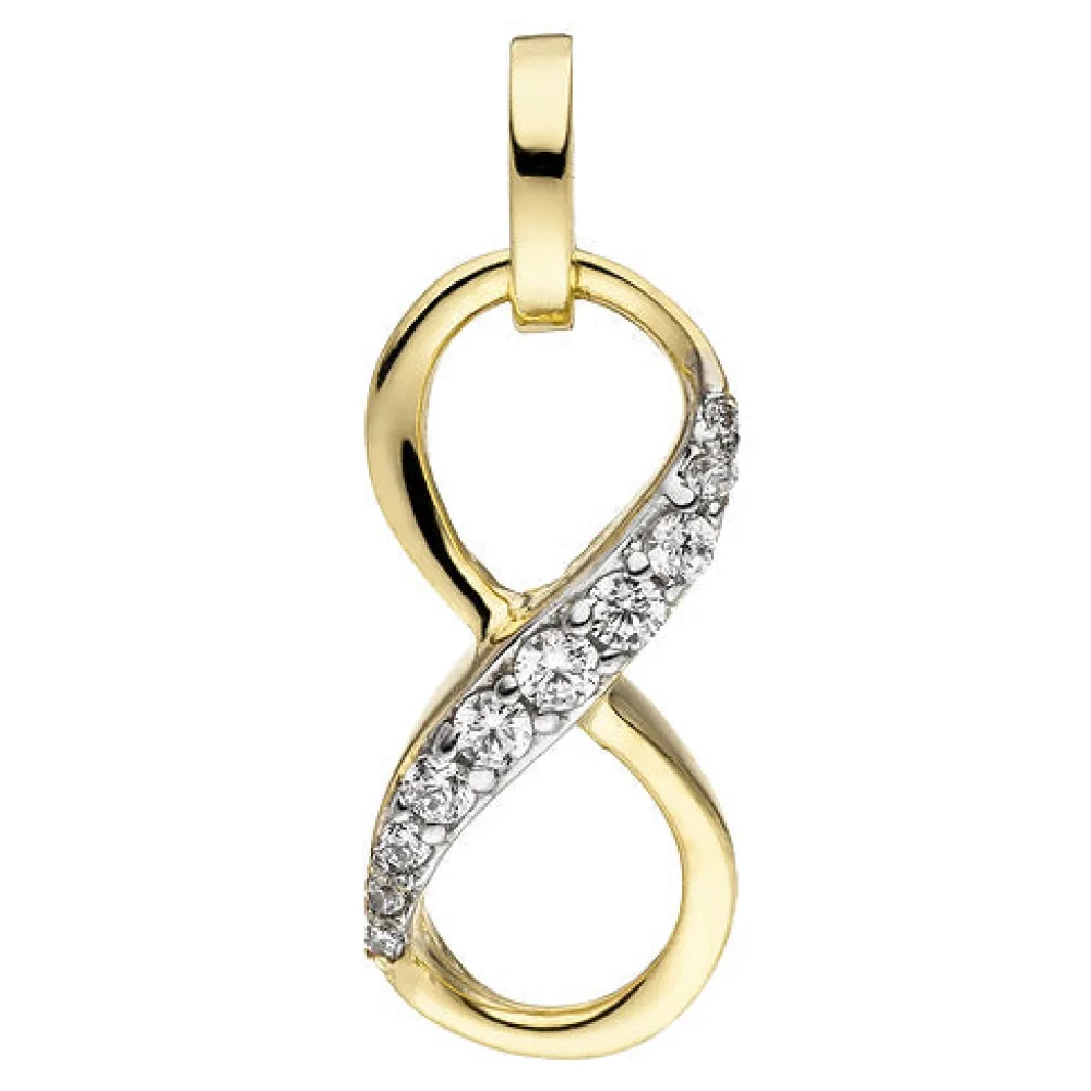 Anhänger Unendlichkeit 375 Gold Gelbgold 10 Zirkonia Goldanhänger