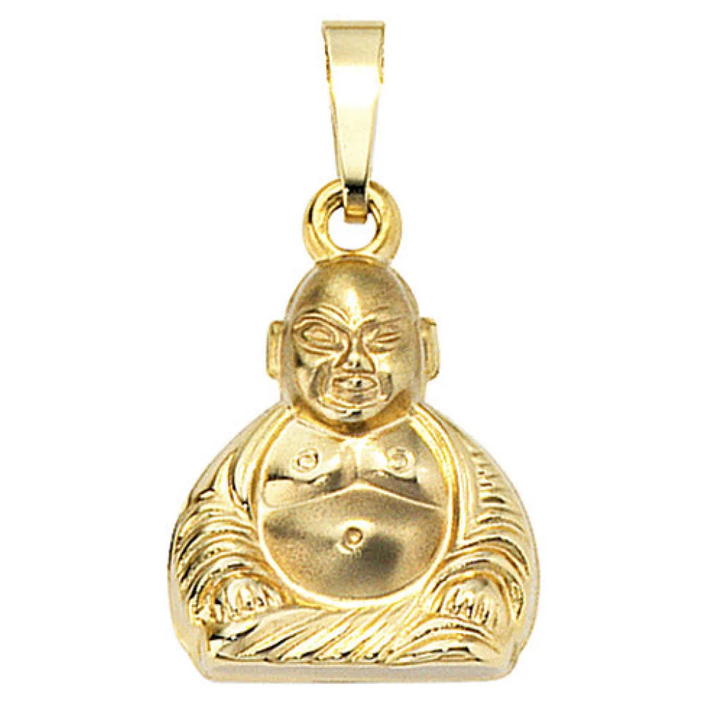 Anhänger Buddha 333 Gold Gelbgold mattiert Goldanhänger
