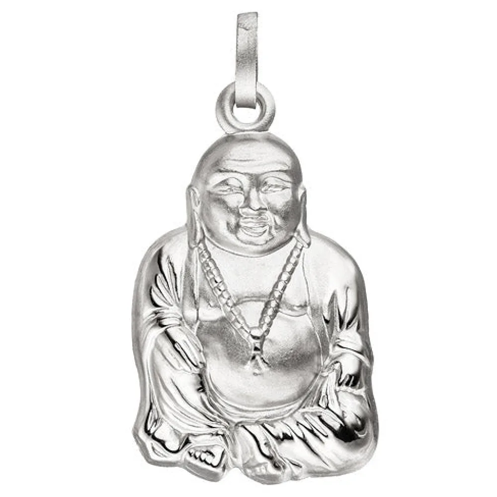 Anhänger Buddha 925 Sterling Silber matt mattiert Silberanhänger