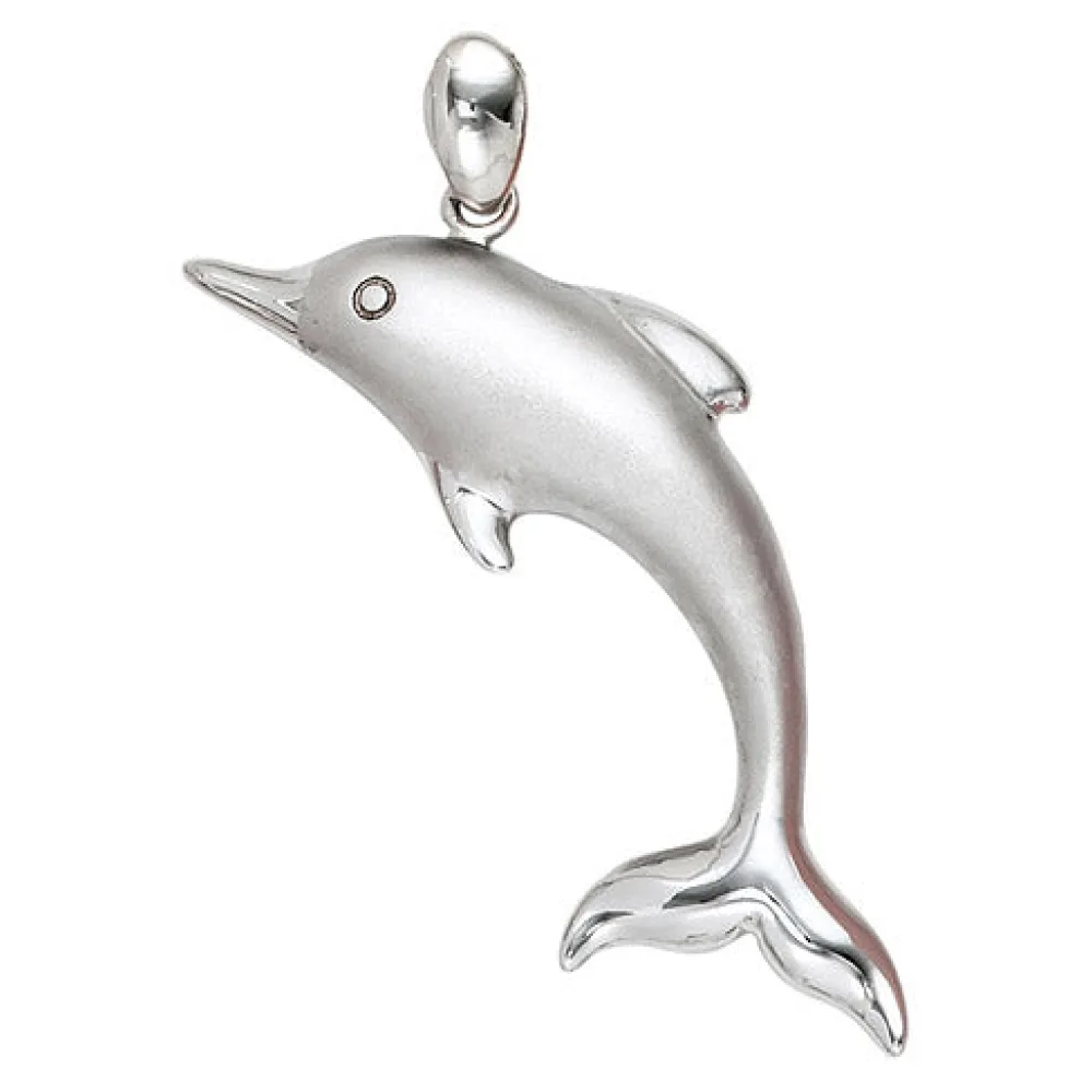 Anhänger Delfin 925 Sterling Silber rhodiniert mattiert Delfinanhänger