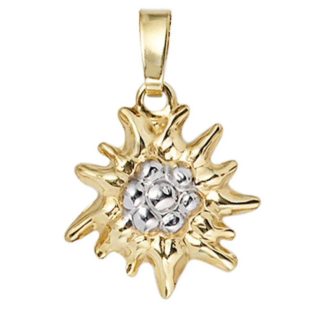 Anhänger Edelweiß 333 Gold Gelbgold bicolor Goldanhänger