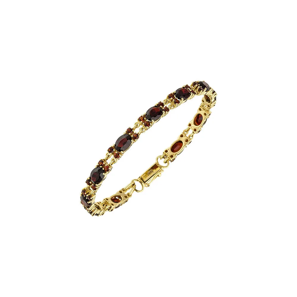 Armband 375 Gold Gelbgold 55 Granate rot 18 cm Goldarmband Granatarmband