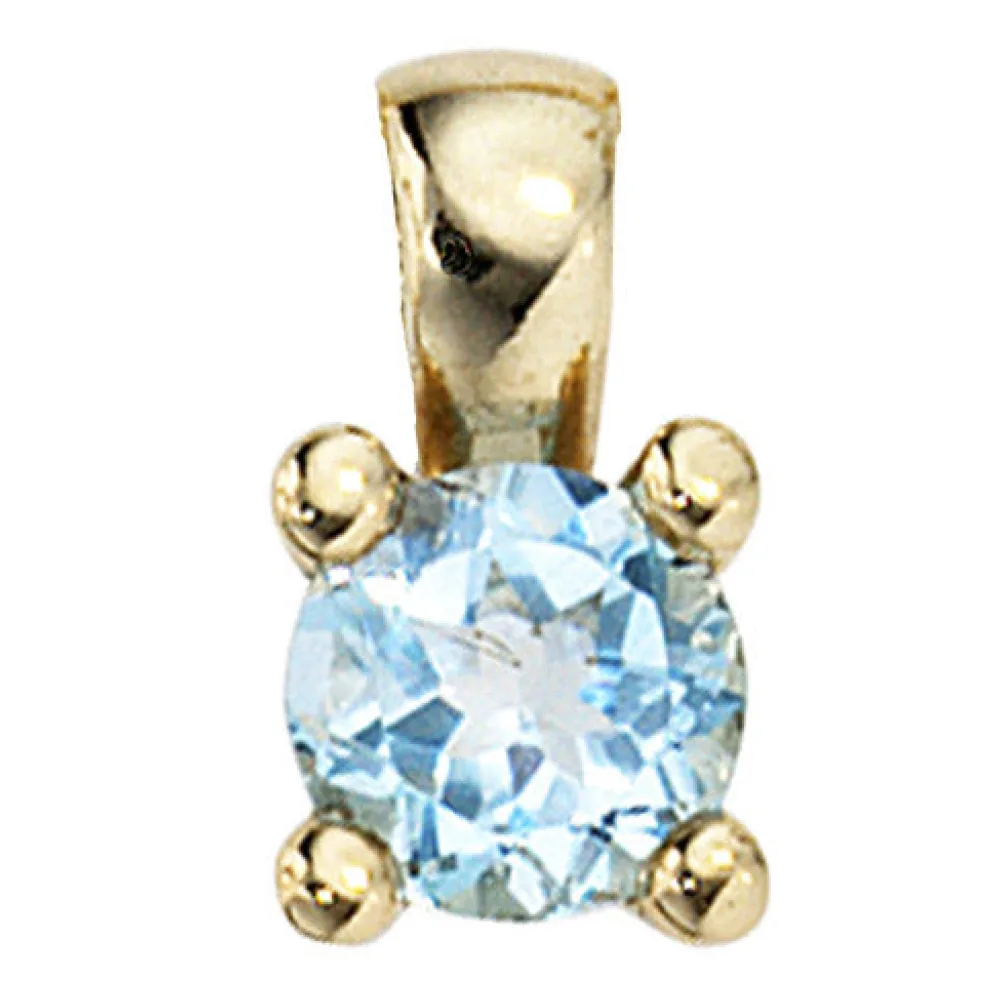 Anhänger 333 Gold Gelbgold 1 Blautopas blau Goldanhänger