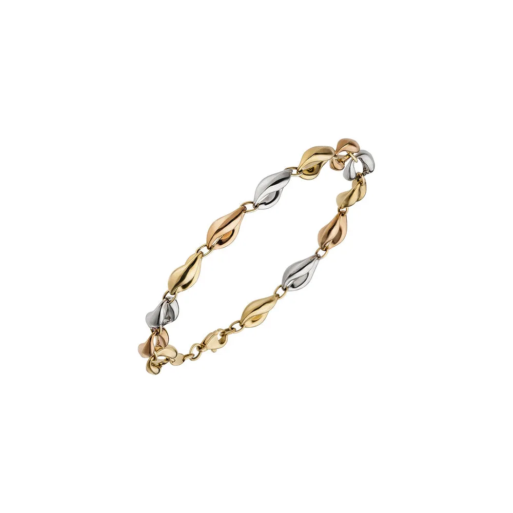Armband 585 Gold Gelbgold Rotgold Weißgold tricolor dreifarbig 19 cm Goldarmband