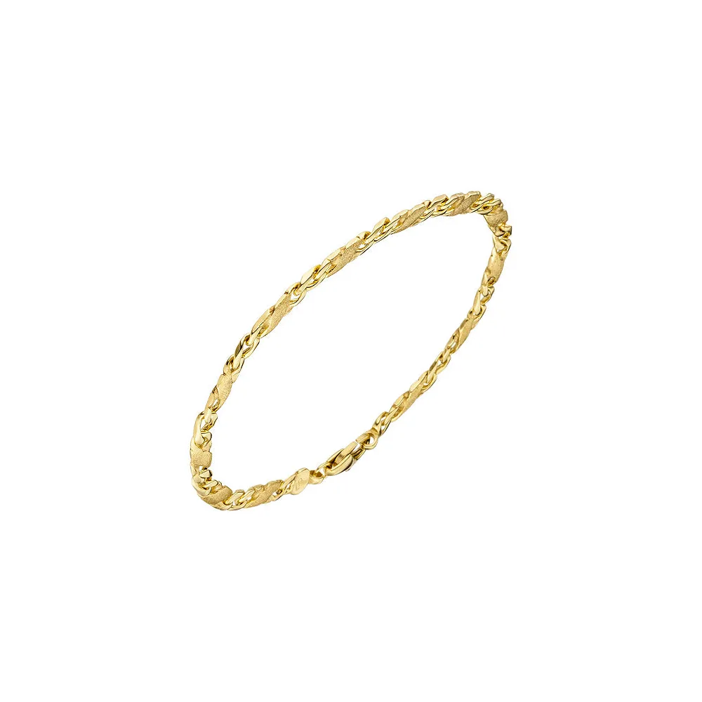 Armband 585 Gold Gelbgold teil matt 21 cm Goldarmband