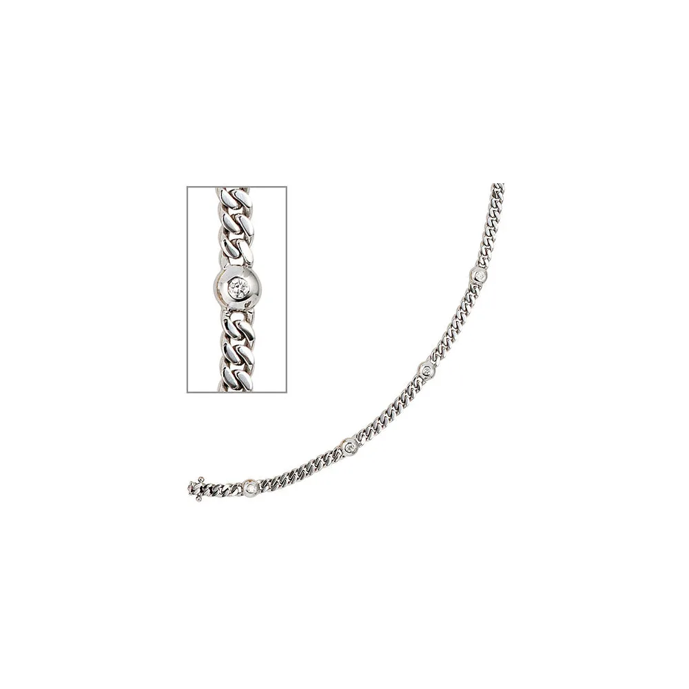 Armband 585 Gold Weißgold 6 Diamanten Brillanten 0 30ct. 19 cm Weißgoldarmband